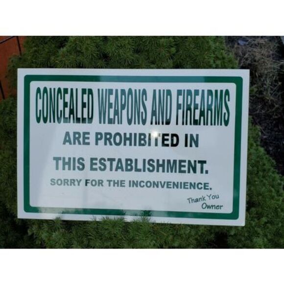 Horizontal Metal Sign Concealed Weapons and Firearms are Prohibited - Picture 2 of 2